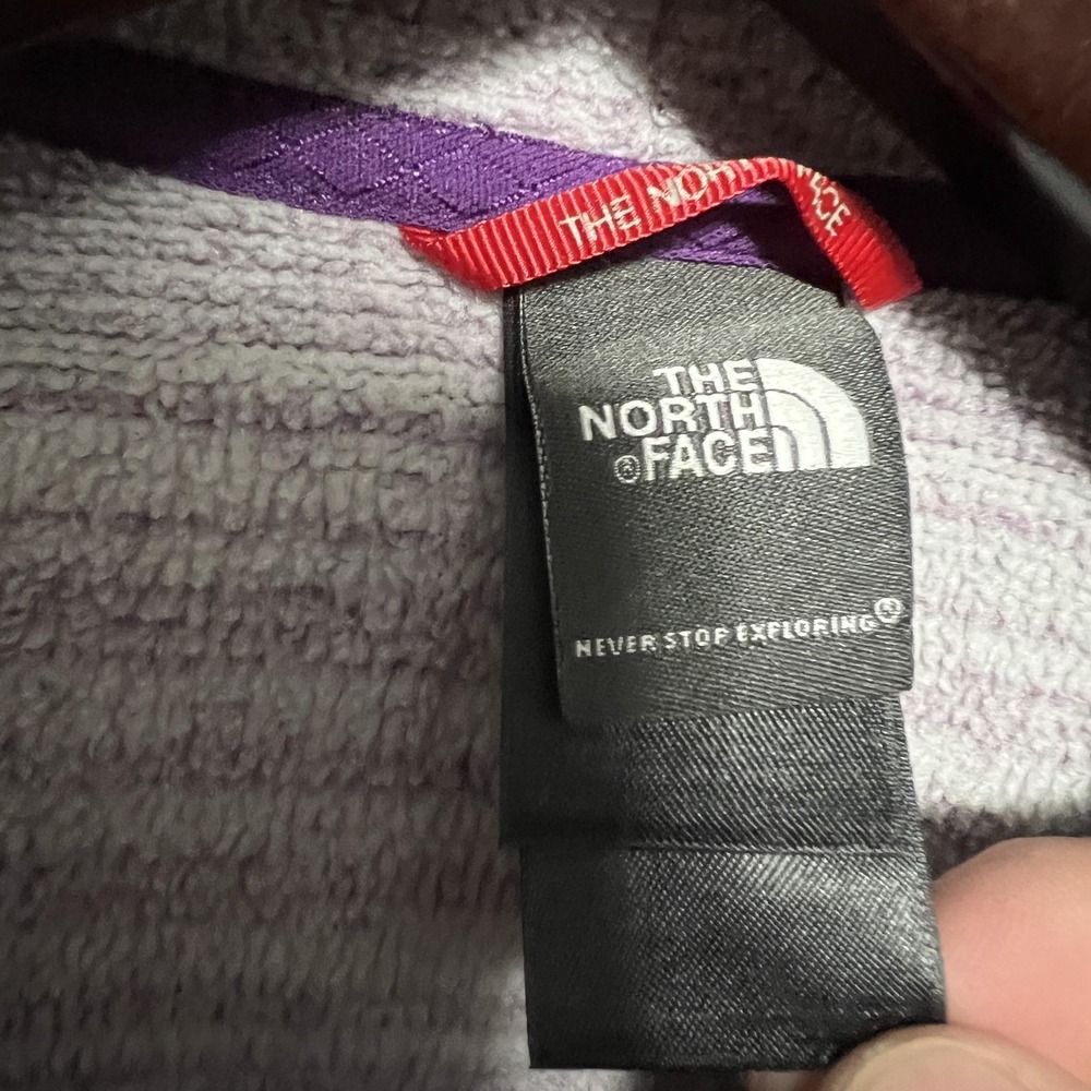 The North Face Hoodie Womens Medium Gray Striped Fleece Henley 1/4 Zip Pullover - Picture 6 of 8